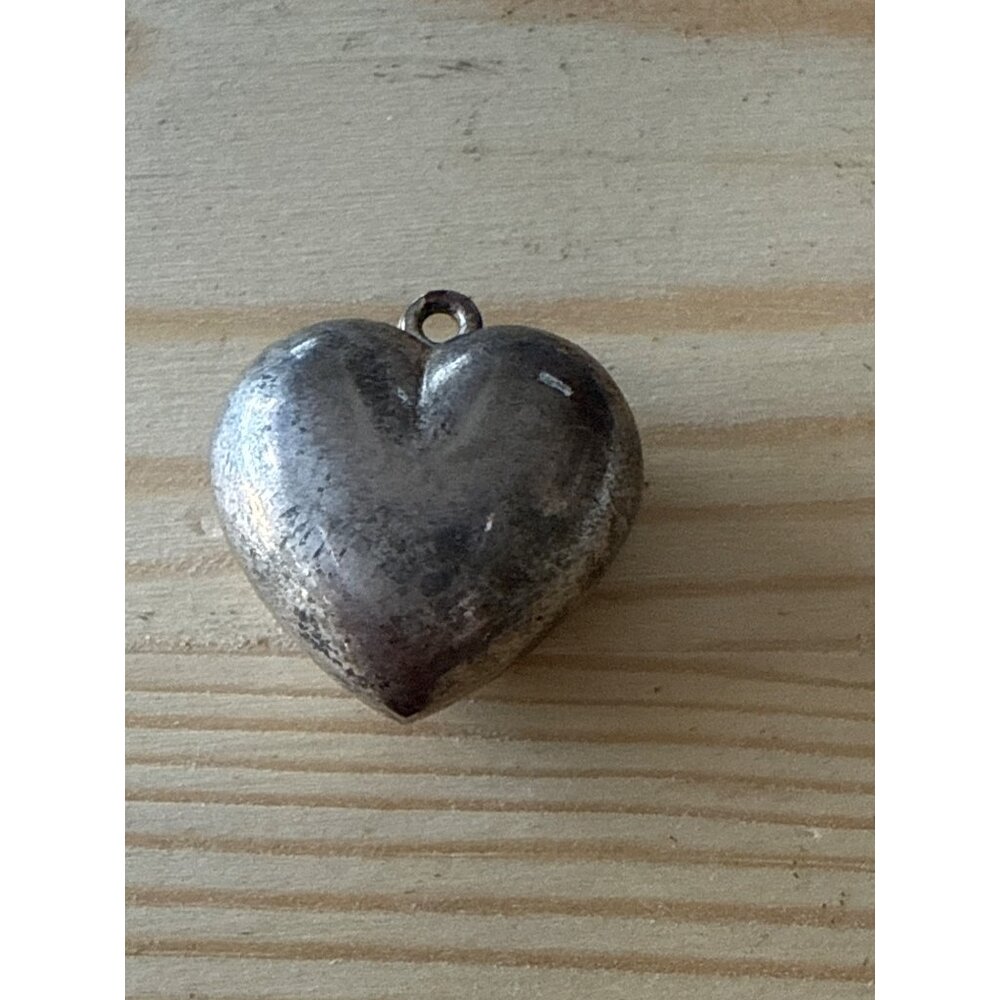 Vintage Silver Heart-Shaped Metal Pendant Charm